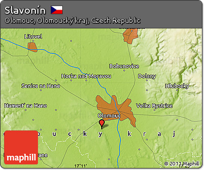 Physical Map of Slavonín