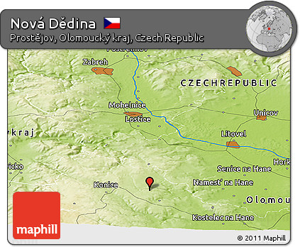 Physical Panoramic Map of Nová Dědina