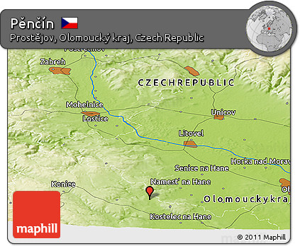 Physical Panoramic Map of Pěnčín