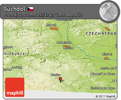 Physical Panoramic Map of Suchdol