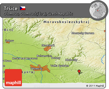 Physical Panoramic Map of Tršice