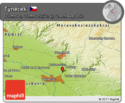 Physical Panoramic Map of Týneček