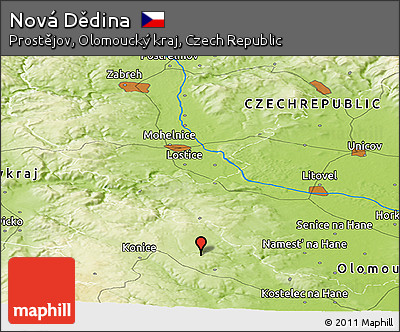 Physical Panoramic Map of Nová Dědina