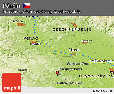 Physical Panoramic Map of Pěnčín