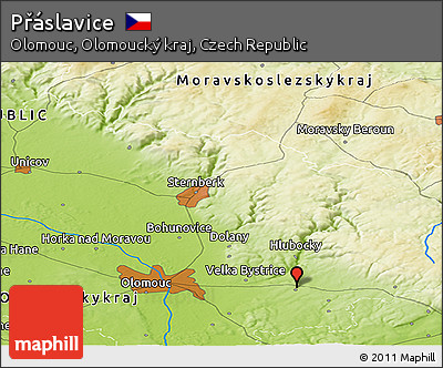 Physical Panoramic Map of Přáslavice