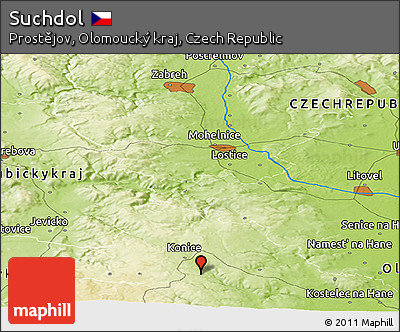 Physical Panoramic Map of Suchdol