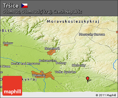 Physical Panoramic Map of Tršice