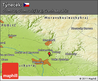 Physical Panoramic Map of Týneček