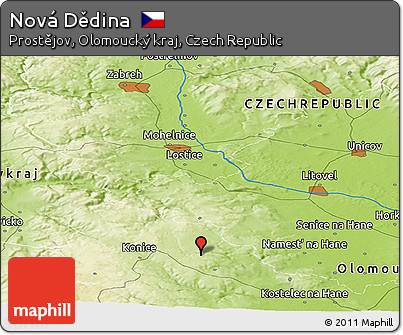 Physical Panoramic Map of Nová Dědina