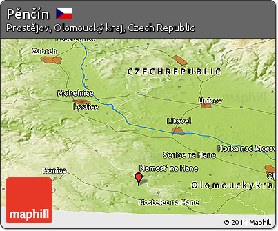 Physical Panoramic Map of Pěnčín
