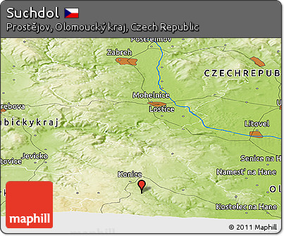 Physical Panoramic Map of Suchdol