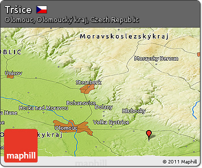 Physical Panoramic Map of Tršice
