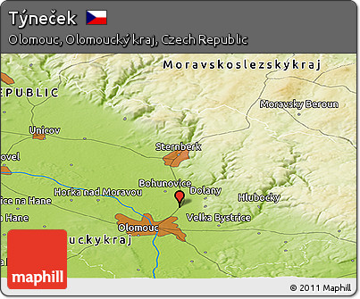 Physical Panoramic Map of Týneček