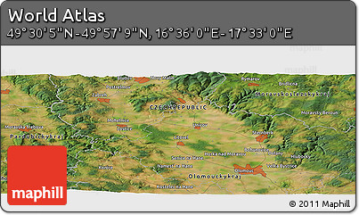 Satellite Panoramic Map of the Area around 49° 43' 37" N, 17° 4' 30" E