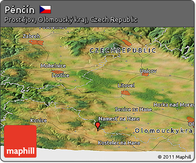 Satellite Panoramic Map of Pěnčín