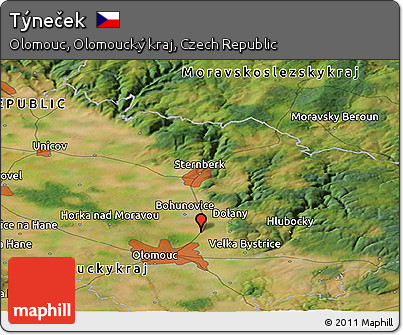 Satellite Panoramic Map of Týneček