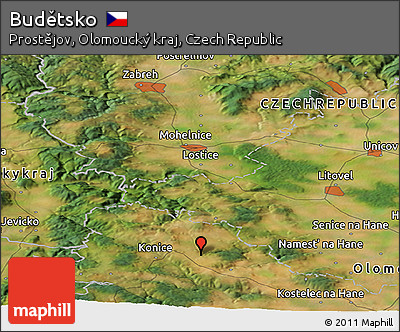 Satellite Panoramic Map of Budětsko