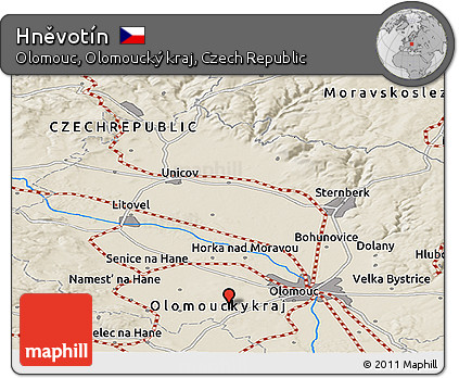 Shaded Relief Panoramic Map of Hněvotín