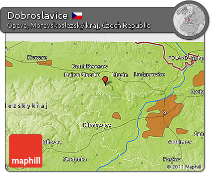 Physical 3D Map of Dobroslavice