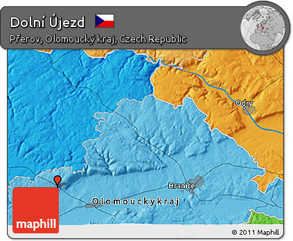 Political 3D Map of Dolní Újezd