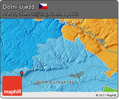 Political 3D Map of Dolní Újezd