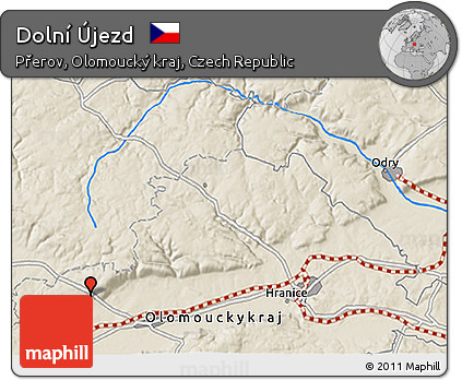 Shaded Relief 3D Map of Dolní Újezd