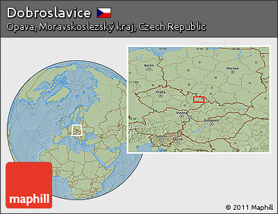 Savanna Style Location Map of Dobroslavice, hill shading