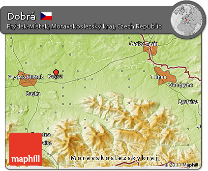 Physical 3D Map of Dobrá