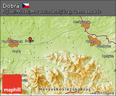 Physical 3D Map of Dobrá