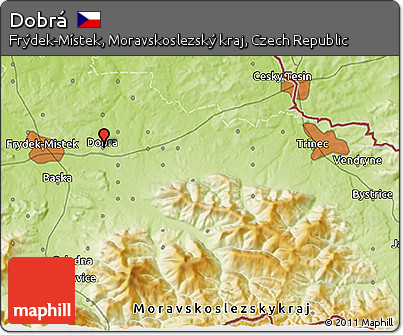 Physical 3D Map of Dobrá