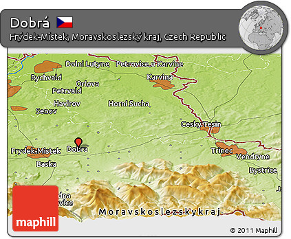 Physical Panoramic Map of Dobrá