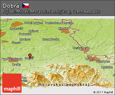 Physical Panoramic Map of Dobrá
