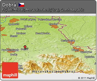 Physical Panoramic Map of Dobrá