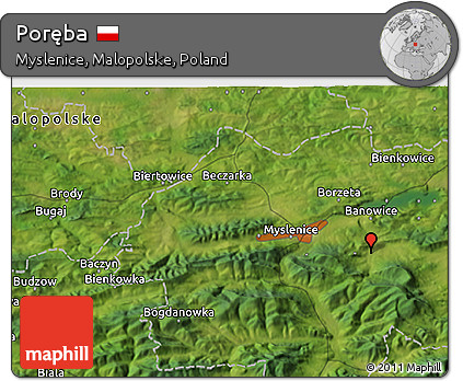 Satellite 3D Map of Poręba