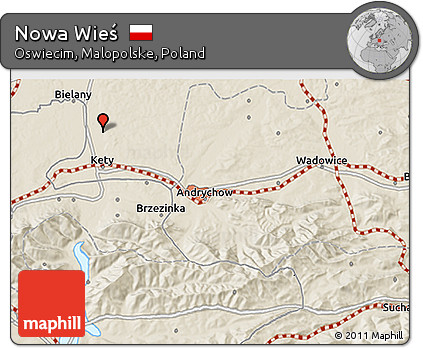 Shaded Relief 3D Map of Nowa Wieś