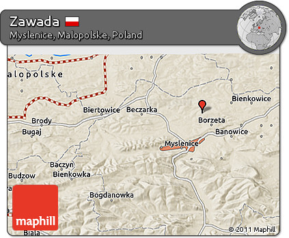 Shaded Relief 3D Map of Zawada