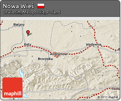 Shaded Relief 3D Map of Nowa Wieś