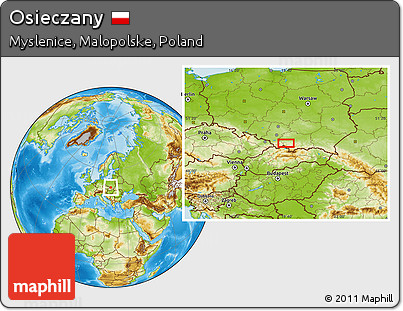Physical Location Map of Osieczany