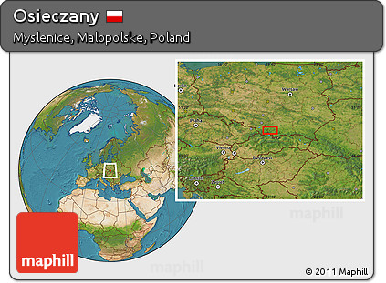 Satellite Location Map of Osieczany