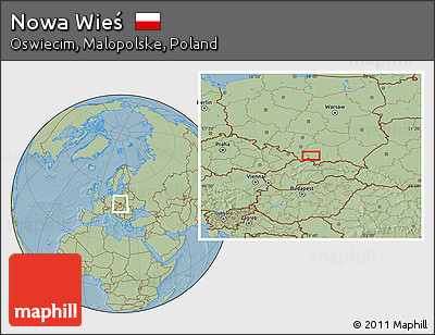 Savanna Style Location Map of Nowa Wieś, hill shading