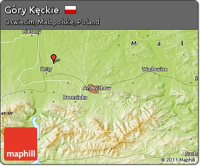 Physical Map of Góry Kęckie