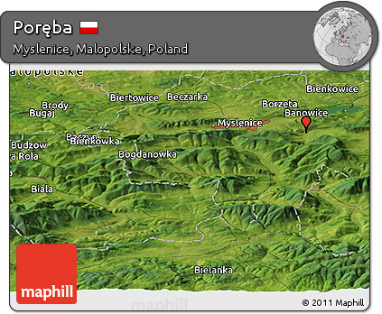 Satellite Panoramic Map of Poręba