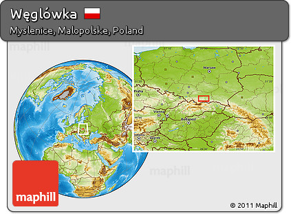 Physical Location Map of Węglówka