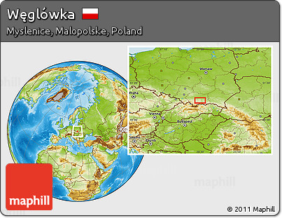 Physical Location Map of Węglówka
