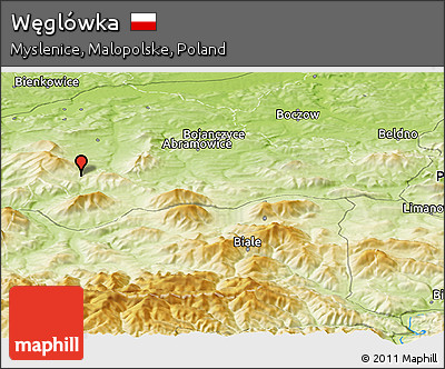 Physical Panoramic Map of Węglówka