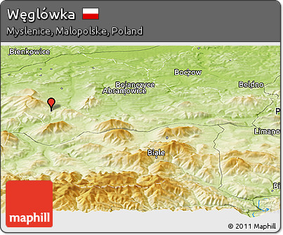 Physical Panoramic Map of Węglówka