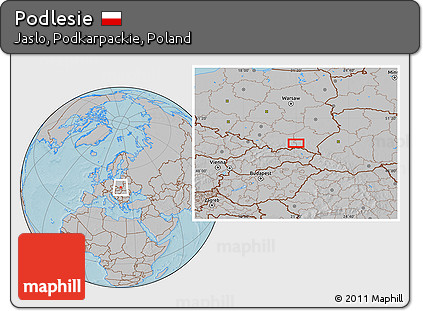Gray Location Map of Podlesie, hill shading