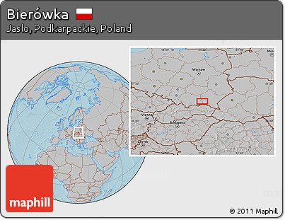 Gray Location Map of Bierówka, hill shading