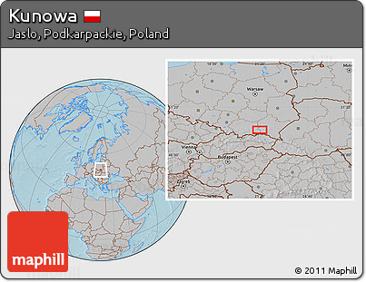Gray Location Map of Kunowa, hill shading