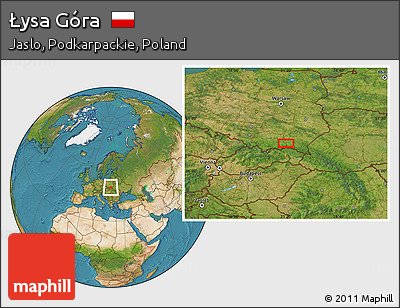 Satellite Location Map of Łysa Góra